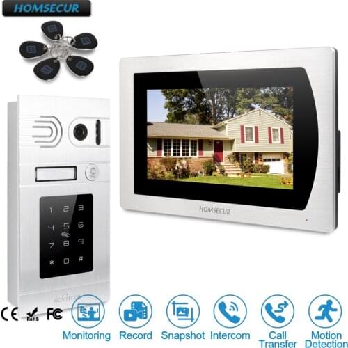 HOMSECUR 7" Video Door Phone Intercom System with Password Access & Call Transfer for House/Flat BC071-S +BM717-S
