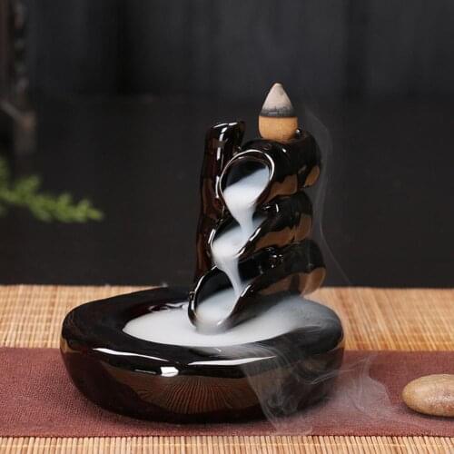 Ceramic Waterfall Backflow Incense Burners Holder Censer Diffuser Home Decor