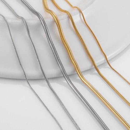 Hip-Hop Stainless Steel Keel Round Snake Chain Gold Fashion Men And Women Jewelry