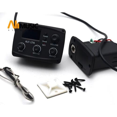 KLT-17A Acoustic Guitar EQ Preamp 70*48mm with Digital Procedding Tuner 3 Band EQ Equalizer with Tuner Guitar Pickup