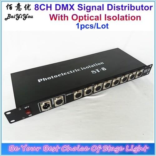 Stage Light Controller DMX512 Signal Amplifier Splitter 8 Way DMX For Stage With Optical Fiber Isolation