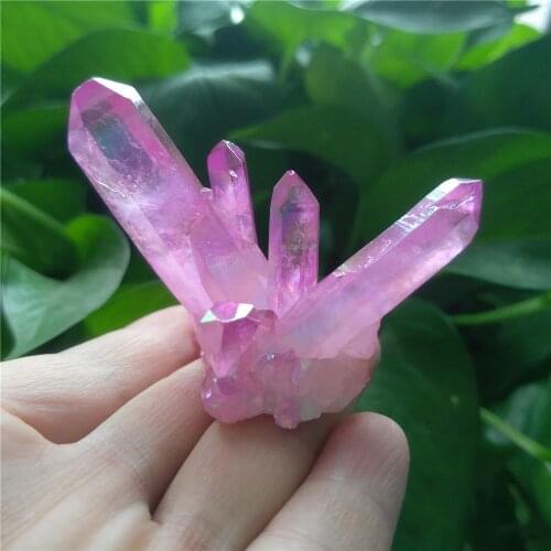 Rainbow Aura Crystal Cluster Purple Red Yellow Quartz Titanium Cluster Crystal-Reiki Healing and Terrariums Gift Home Decor