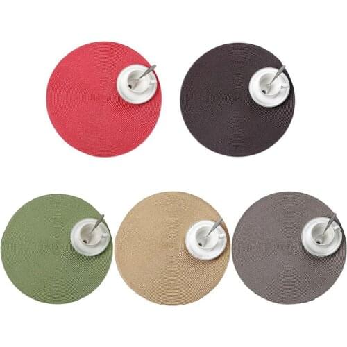 Round Woven Placemat Dining Table Mat Disc Bowl Pad Coaster Waterproof Decor