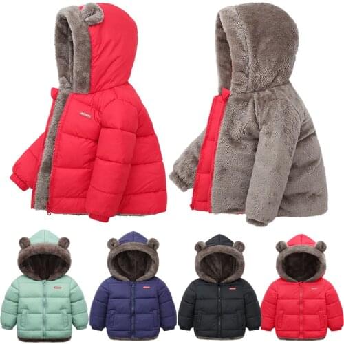 Children Outerwear Winter Kids Jackets for Baby Boys Thick Coats Warm Hooded Velvet Jacket 2-6 Years Toddler Girl Snowsuit