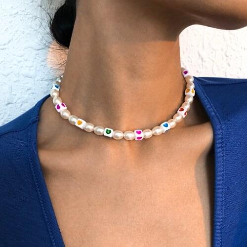 Lalynnly Bohemian Female Resin Love Moon Star Beaded Holiday Necklace For Women Simulation Pearl Accessories Necklaces N9231