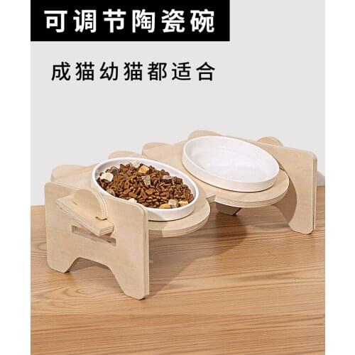 Cat Bowl Ceramic Food Bowl Drinking Water Dual Purpose Cat Pet Cat Food Rice Bowl Anti-overturning Cat Water Bowl for Cats