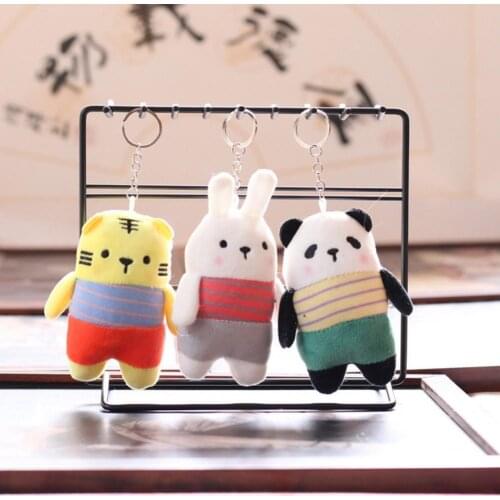 Cartoon Style Cute Tiger Panda Monkey Bunny Bag Key Car Plush Pendant Childrens Stuffed Animal Toy Mini Dolls Kid Toys