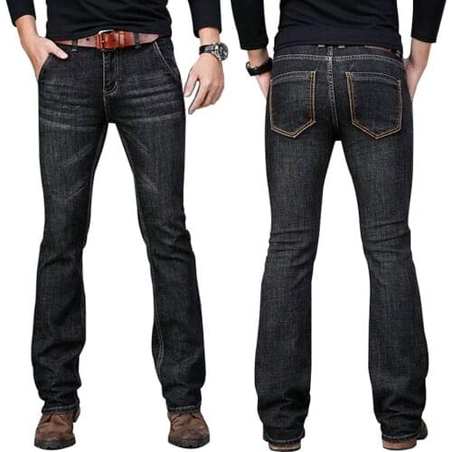 2021 Autumn Men Flared Jeans Boot Cut Denim Pants Comfortable Stretch Slim Classic Fashion Black Trousers Size 28 - 40
