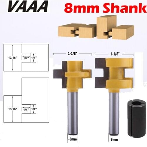 2PC 8mm Shank Mini Tongue & Groove Router Bit Set Line knife Woodworking cutter Tenon Cutter for Woodworking Tools