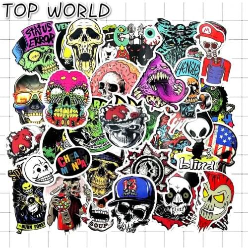 10/50pcs/set Terror Series Graffiti Skeleton Stickers For Diy Sticker On Travel Laptop Skateboard Guitar Popular Sticker
