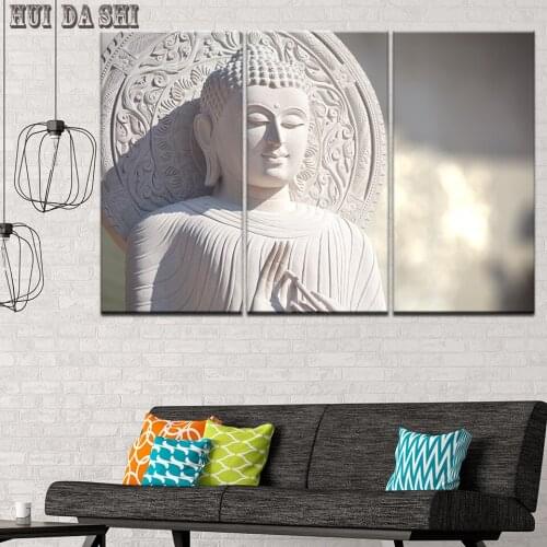Canvas Pictures Wall Art Home Decor 3 Pieces Buddha Meditation Paintings HD Prints Buddha Statue Posters Living Room Framework
