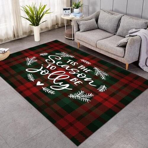 Christmas Rugs and Carpets for Home Living Room Red Check Print Christmas Carpet 3D Kids Play Met Grid Modern Nordic Rug