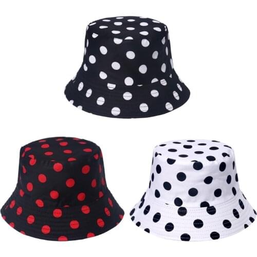 Packable Fishing Hat Round Dots Ornamented Bucket Cap Summer Traveling Hat for Unisex Women Men Camping Outdoors