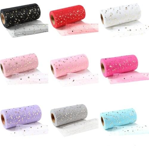 15cm Width 22meter/roll Glitter Sequins Soft Gauze Polyester Mesh Tulle Fabric DIY Sewing Tutu Wedding Birthday Party Supplies