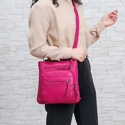 High Quality Female Bag Fashion Female Bag Pu Soft Leather Shoulder Bag Multi Layer Messenger Bag Handbag Purse