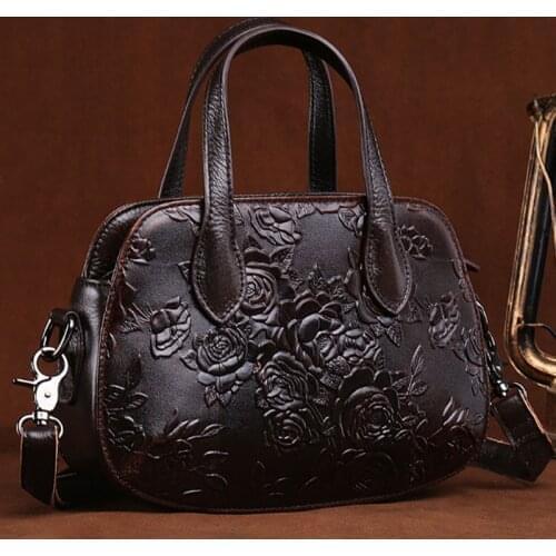 New Arrival Genuine Embossed Leather High Quality Women Handbag Vintage Casual Tote Bag Famous Brand Shoulder Messenger Bags