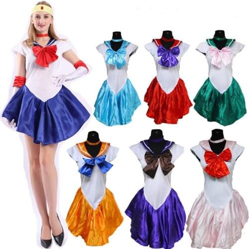 Ladies Sexy Beautiful Full Set Costume Cartoon Movie Cosplay Girl Mercury Moon Mars Dress Wig Anime Halloween Costumes Women