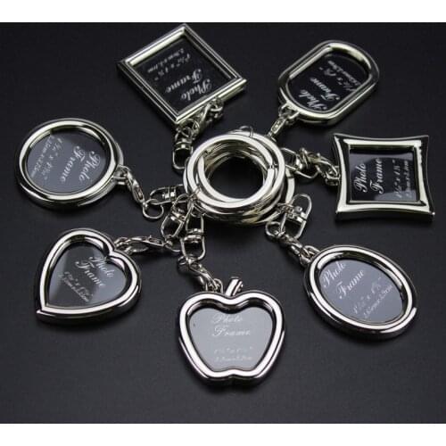 1PCs Alloy Insert Photo Frame Keyring Keychain Fob Lovers Logo Picture Frame Pendent Key Chain Home Decor for Girlfriend Gifts