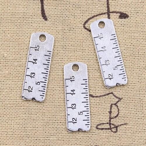 15pcs Charms Tools Ruler Rule 29x10mm Antique Silver Color Pendants DIY Crafts Making Findings Handmade Tibetan Jewelry
