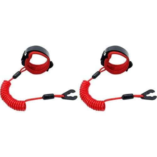 2Pcs Boat Outboard Engine Motor Lanyard Kill Stop Switch Safety Tether Cord Safety Lanyard Suit for Most Board Engine