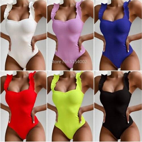 2021 Sexy Women One Piece Swimsuit Swimwear Female Solid Thong Bathing Suit Swimming Suits Monokini Beachwear Swimsuit
