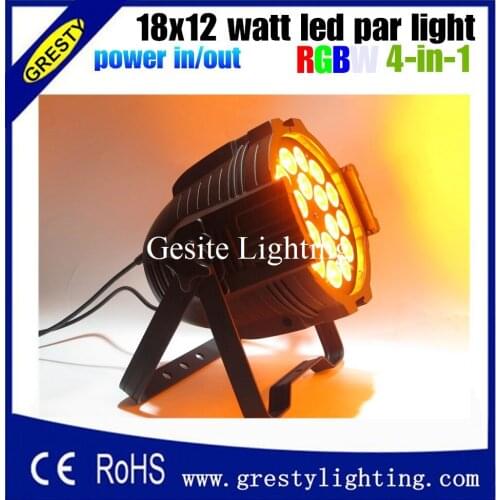 4pcs/lot 18x12w led par 4in1 RGBW led par can light high powerful stage led 18*12W wedding with power in power out