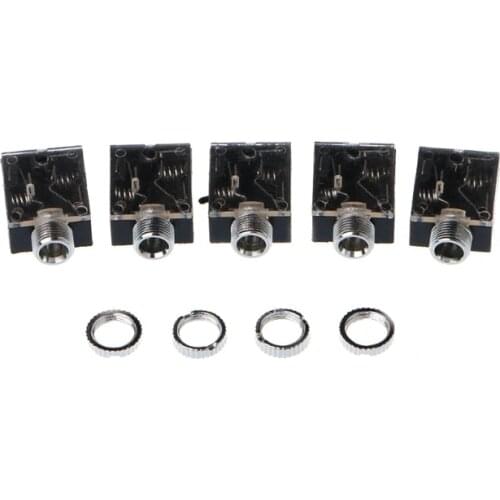 5 Pcs 5 Pin 3.5mm PCB Panel Mount Audio Jack Socket Connector For Headphone w/Nut