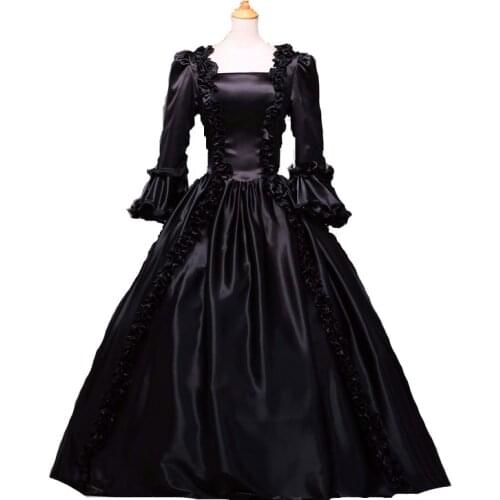 Free Shipping Victorian Dance Dress Black Gothic Victorian Stage Ball Gown/ Rococo Style Event Dress