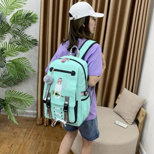 Large School Bags for Teenage Girls Backpack Women Bookbags Student Nylon Printing College Schoolbag Youth Usb with Lock Bagpack