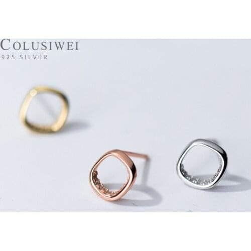 Colusiwei Real Pure 925 Sterling Silver Simple Irregular Stud Earrings for Women Geometric Ear Studs Fashion Korea Style 925 Sil