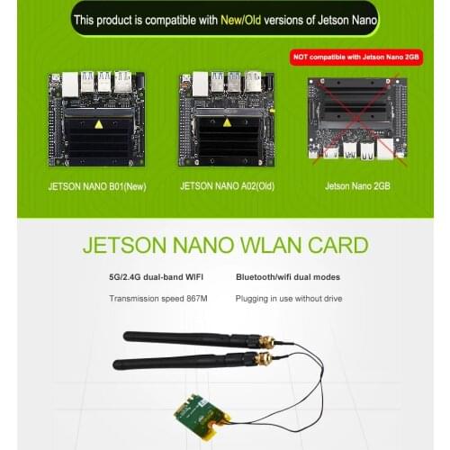 Jetson Nano 8265AC NGW Dual-Band Network Card with M.2 Interface Compatible with 4GB(A02/B01)