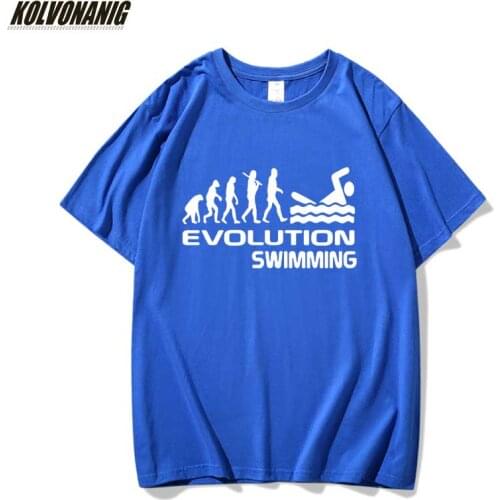 EVOLUTION OF SWIMMING Fashion Funny Graphic T Shirts For Men Cotton O-Neck Swimmer Birthday Friends Gift Unisex Harajuku T-Shirt