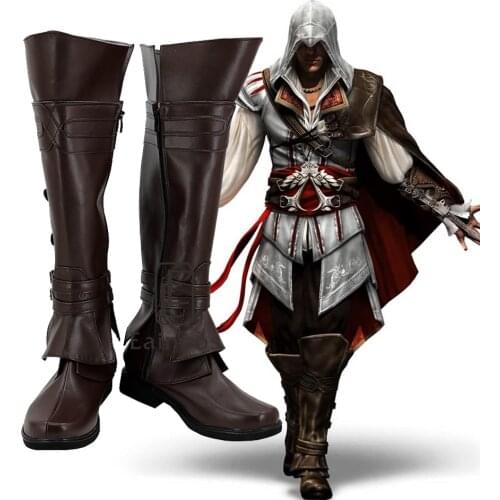 Game Ezio Auditore Cosplay Shoes Brown Boots Custom-made