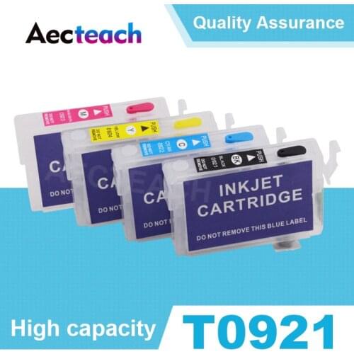 Aecteach T0921 T0922 T0923 T0924 Refillable Ink cartridge for Epson Stylus C91 CX4300 T27 Printer