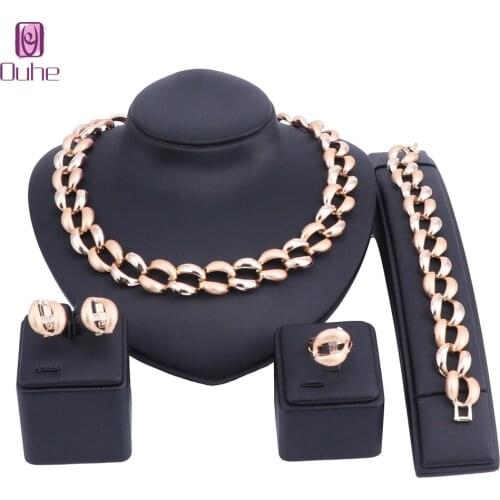 Fashion Dubai Jewelry Sets Bridal Gift Nigerian Wedding Accessories Big African Gold Color Jewelry Set Wholesale Design