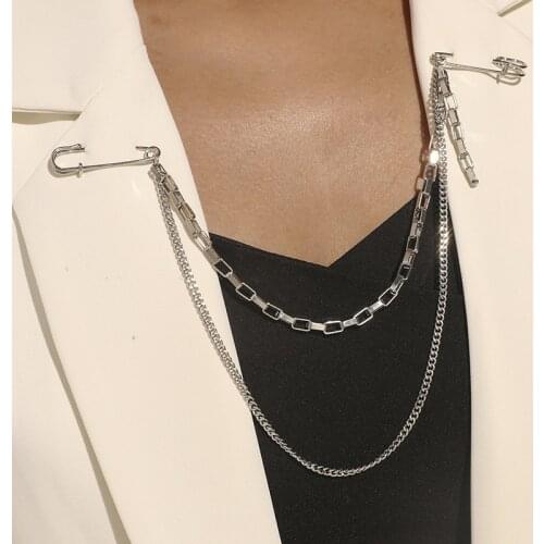 MWSONYA Fashion Brooch Clothing Accessories for Women Two-layer Chain Collar Pin Wedding Dress Party Dance Neckware Accessories