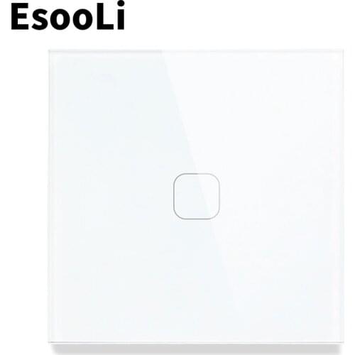 EsooLi EU/UK Standard Light Switch Wall Touch Sensor Switch,Crystal Glass switch power,1/2/3 Gang 1 Way,Light Wall Touch MUTE