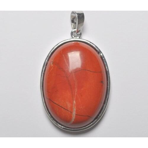 Natural Red Jaspe Stone Bead Oval GEM Pendant Jewelry For Gift S939