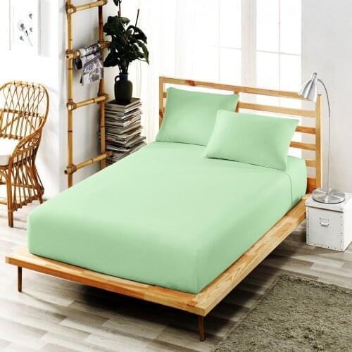 Fitted Bed Sheet Linen Cotton Fabric (Ranforce) King Size Double Twin Mattress Cover Soft Mint Green