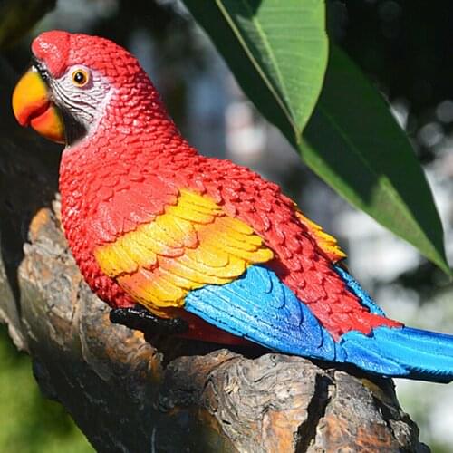 New Hot 12.2'' Hanging Parrots Statue Realistic Wall Mounted Resin Animal Sculptures for Patio Garden Tree Indoor Home Decor