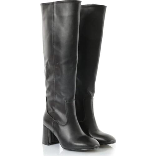 OBLAVION Emily Anti-Slip Sole Black Heeled Boots Womens Boots Reflect to Your Style in Cold Winter Days