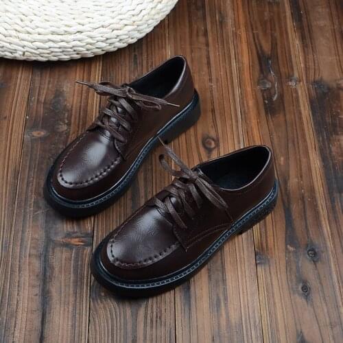 Brock Single Shoes Harajuku Style Mori Retro Flat Shoes British Small Leather Shoes Retro Japanese Casual Shoes Handmade Flats