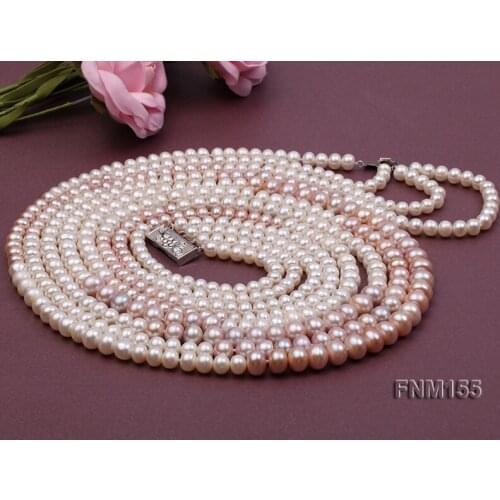 Perfect Pearl Sweater Necklace Long Round Natural White Color 6-10mm Natural Freshwater Pearl Necklace Endless Charm Jewellery