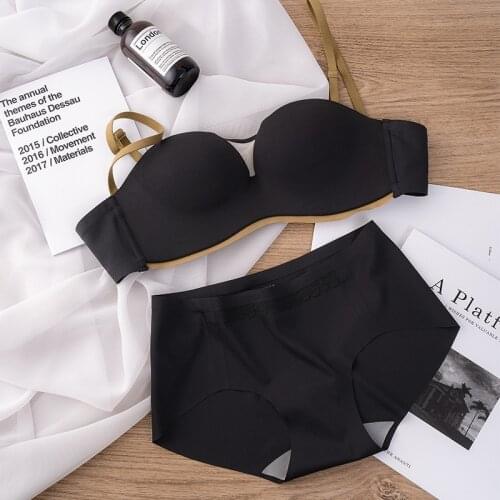 Wriufred Sexy adjustable strap non-running cup gather underwear set push-up confortable wirefree thin bra panty one-piece suit