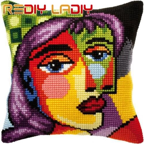 Cross Stitch Cushion Boys & Girls Make Your Own Pillow DIY Chunky Cross Stitch Kits Pre-Printed Canvas Acrylic Yarn Pillow Case