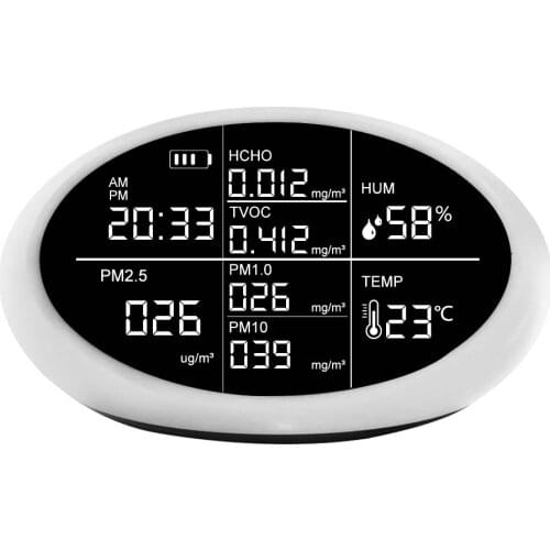 Portable Digital PM2.5 Detector Multifunctional Hygrothermograph PM1.0/PM10 HCHO TVOC Tester Air Quality Monitor Air Analyzer