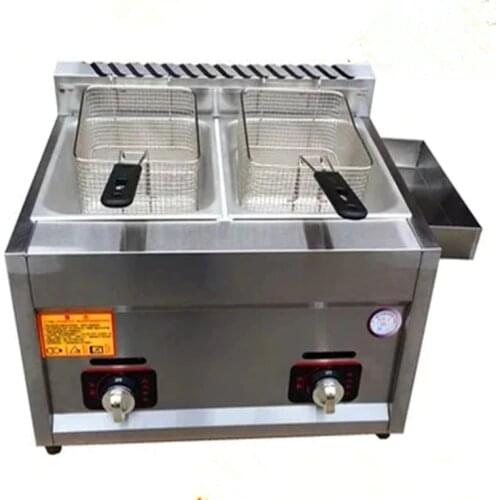 Commercial gas heating deep fryer double-cylinder deep frying machine potato chip chicken fryer ZF