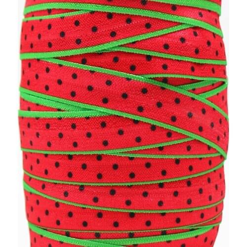 Q&N wholesale/OEM 150520001 16mm 5/8inch summer Watermelon printed folded over elastic Webbing 50yds/roll FOE free shipping