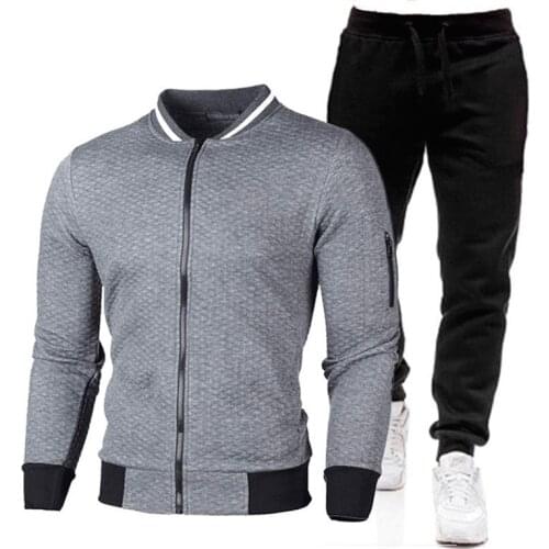 New Mens Set Spring Autumn Man Sportswear 2 Piece Sets Sports Suit Zipper Jacket+Pant Sweatsuit Male Tracksuit Fashion Clothing