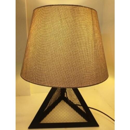 Triangle Prism Metal Cage Floor Standing Fabric Hood Lampshade Table Lamp 382747637